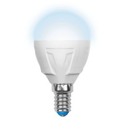 LED-G45 7W/NW/E14/FR PLP01WH Лампа светодиодная. Форма шар, матовая. Серия ЯРКАЯ. Белый свет (4000K). Картон. ТМ Uniel