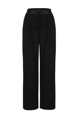 Limited Edition Siyah Korse Detayl? Tul Dokuma Pantolon TPRSS25PL00003