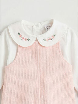 Bebe Yaka ?i?ekli K?z Bebek Salopet Elbise