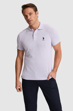 Erkek Lila Slim Fit Polo Yaka Basic Ti__rt