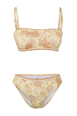 TRENDYOLMILLA Mavi Sal Desenli Straplez Nak?sl? Regular Bikini Tak?m? TBESS25BT00138  фото 11