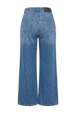 Premium Koyu Mavi %100 Pamuk Y_ksek Bel Ekstra Wide Leg Jeans TWOAW27JE00074 - Trendyolmilla фото 3
