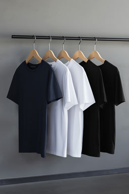 Комплект из 5 базовых футболок узкого/узкого кроя, черный, белый и темно-синий, из 100 % хлопка TMNAW20TS0243