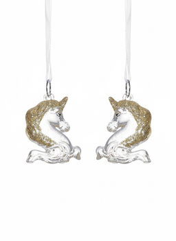 Ёлочные игрушки 2 шт. Зимнее волшебство. Единорожки, 43.5 см, прозрачный фото 11