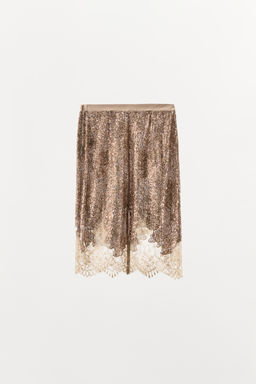 FALDA LENTEJUELAS ENCAJE / Cobre - Zara фото 6