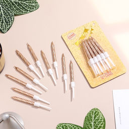 Цена за 3 шт. Свечи в торт Спираль, 10 шт., средние, 5 см, шампань - Страна карнавалия фото 2