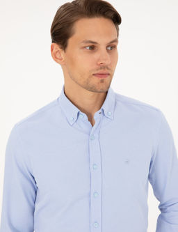 A__k Mavi Slim Fit Uzun Kollu G_mlek