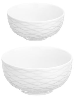 Набор салатников 2 пр. 300 мл 11,5*11,5*6 см + 550 мл 14*14*7,5 "Айсберг волны" с деревян. крышками