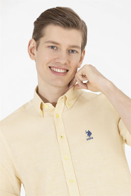 U. S. Polo Assn / Мужская светло-желтая рубашка с коротким рукавом - U.s. polo assn фото 9