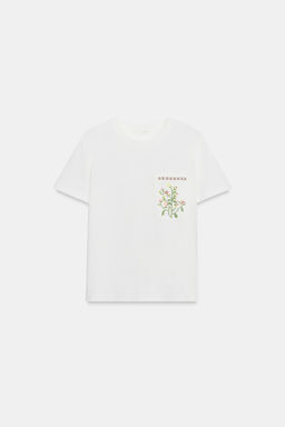 CAMISETA BOLSILLOS BORDADO / Blanco - Zara фото 7