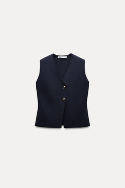 PLAIN KNIT TOP WITH GOLD BUTTON - Zara фото 12