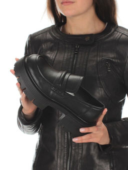 03-C1815-1 BLACK Лоферы женские (натуральная кожа) - Фабричный китай фото 2