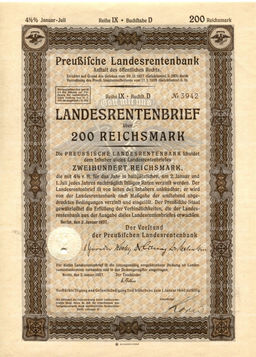 Облигация 4,5% 200 рейхсмарок 1937 года Германия