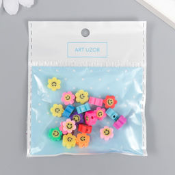 Цена за 6 шт. Бусины для творчества PVC Цветочек-смайл, цветные, набор 20 шт., 1?1?1 см