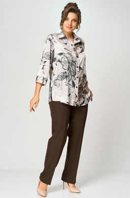 Блуза БелЭльСтиль 877 бежево-коричневый фото 2