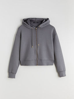 Kap??onlu Kad?n Fermuarl? Sweatshirt