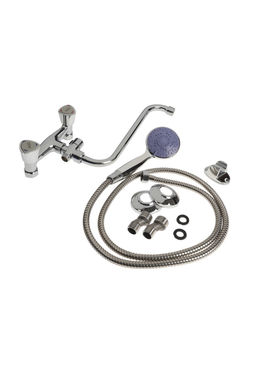 Смеситель для ванны ZEIN Z4198, однорычажный, излив 30 см, шланг 150 см, лейка 5 реж, хром