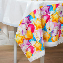 Скатерть одноразовая Влюбленность, шарики, 182х137см - Страна карнавалия фото 2