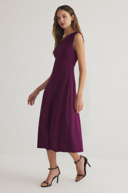 TRENDYOLMILLA Siyah Etegi Belden Ac?lan Tek Omuz Midi Dokuma Elbise TWOSS25EL00273  фото 7