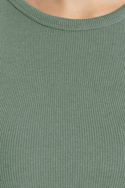Antrasit-Mint 2li Paket Vucuda Oturan Crop Halter Yaka Fitilli Esnek Orme Atlet TWOSS21AL0058