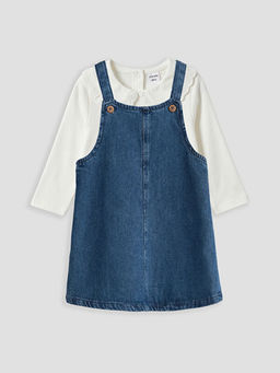 K?z Bebek Jean Salopet Elbise ve Ti??rt
