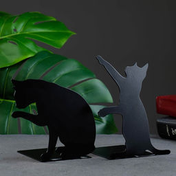 Держатель-подставка для книг «Кошки», набор 2 шт., 15×10×10 см, чёрный