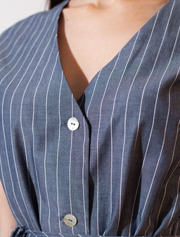 Удлиненный костюмный жилет в полоску с поясом из легкого хлопкового поплина - Vilatte фото 2