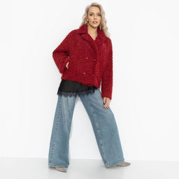 Розыгрыш. Полупальто с акцентным подкладом, Слишком заметна (красный закат, oversize, 50-56)