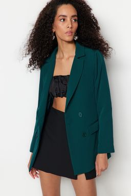 TRENDYOLMILLA Antrasit Regular Astarl? Dugme Detayl? Dokuma Blazer Ceket TWOAW21CE0264 фото 11