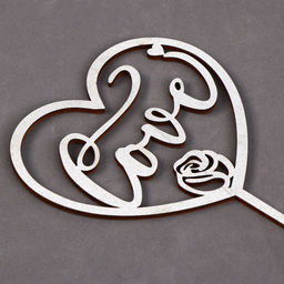 Топпер деревянный Сердце с блестками, цвет серебро - Страна карнавалия фото 2