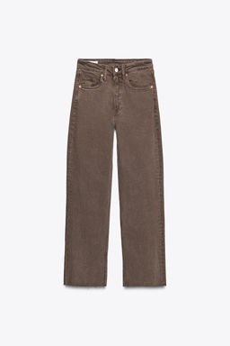JEANS TRF CROPPED FLARE TIRO ALTO / Marr?n - Zara фото 5