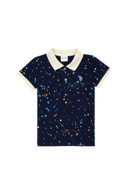 Темно-синяя футболка с воротником-поло для мальчика Неожиданная скидка в корзине