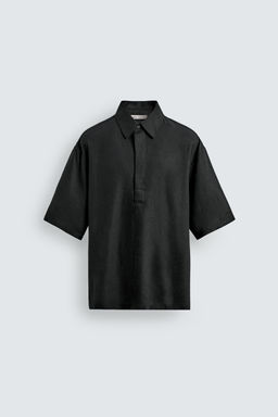 CAMISA POLO REGULAR FIT LINO - VISCOSA / Negro - Zara фото 7