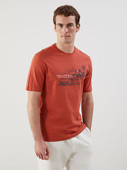 Bisiklet Yaka K?sa Kollu Bask?l? Penye Erkek Ti??rt