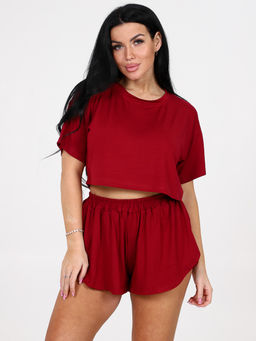 674 ПИЖАМА ЖЕНСКАЯ (шорты) (Бордо) - А-дина фото 4