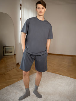 Пижама мужская Indefini 5016PBZ из хлопка и полиэстера серая