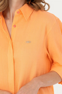 Женская рубашка лососевого цвета с длинным рукавом - U.s. polo assn фото 7