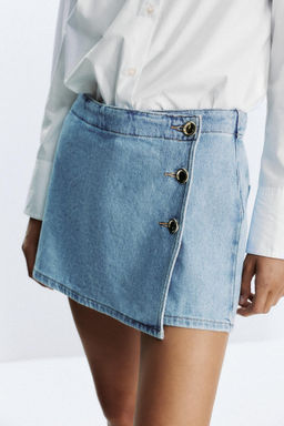 Z1975 DENIM SKORT WITH WRAP-OVER BUTTON DETAIL - Zara фото 2