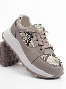 03-A847-11 GRAY/BROWN Кроссовки женские (натуральная кожа)