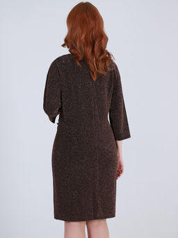 Платье с люрексом коричневое - Almond фото 4