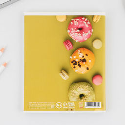 Тетрадь А5, 96 листов на скрепке, Пончики,обложка мелованный картон 230 гр., внутренний блок №1, в клетку 80 гр., белизна 96% - Artfox study фото 4