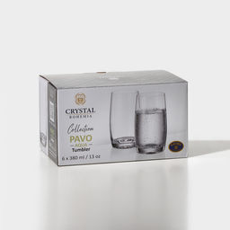 Стаканы PAVO AQUA, 380 мл, набор 6 шт., стекло, прозрачные