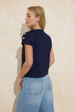 Tas Regular/Normal Kal?p Dik Yaka Aksesuar Detayl? Crop Soft Touch Orme Bluz TWOSS26BZ00021 - Trendyolmilla фото 4