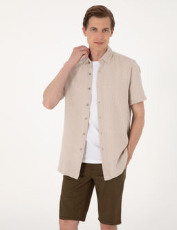 Bej Comfort Fit K_sa Kollu G_mlek