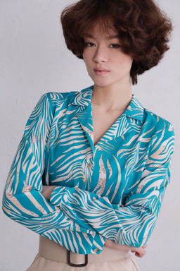 11551 Блуза с английским воротником бирюзовая - Martichelli фото 4