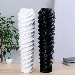 Ваза напольная «Алан», 9×58 см, керамика, МИКС (белый, чёрный)