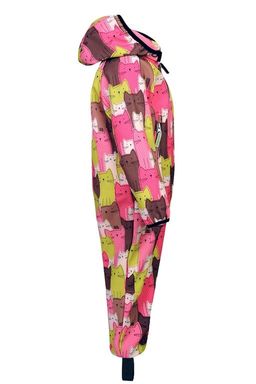 Софтшелл комбинезон детский Glen (весна-осень), 04 Розовый (принт коты)