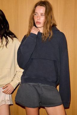 SUDADERA CAPUCHA EFECTO LAVADO / Azul - Zara фото 4