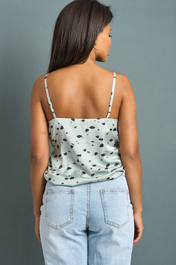 Топ летний атласный с запахом фисташковый - Fly фото 2