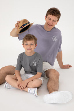 Erkek Гocuk Gri Oversize Bisiklet Yaka TiЕГrt - U.s. polo assn фото 2
